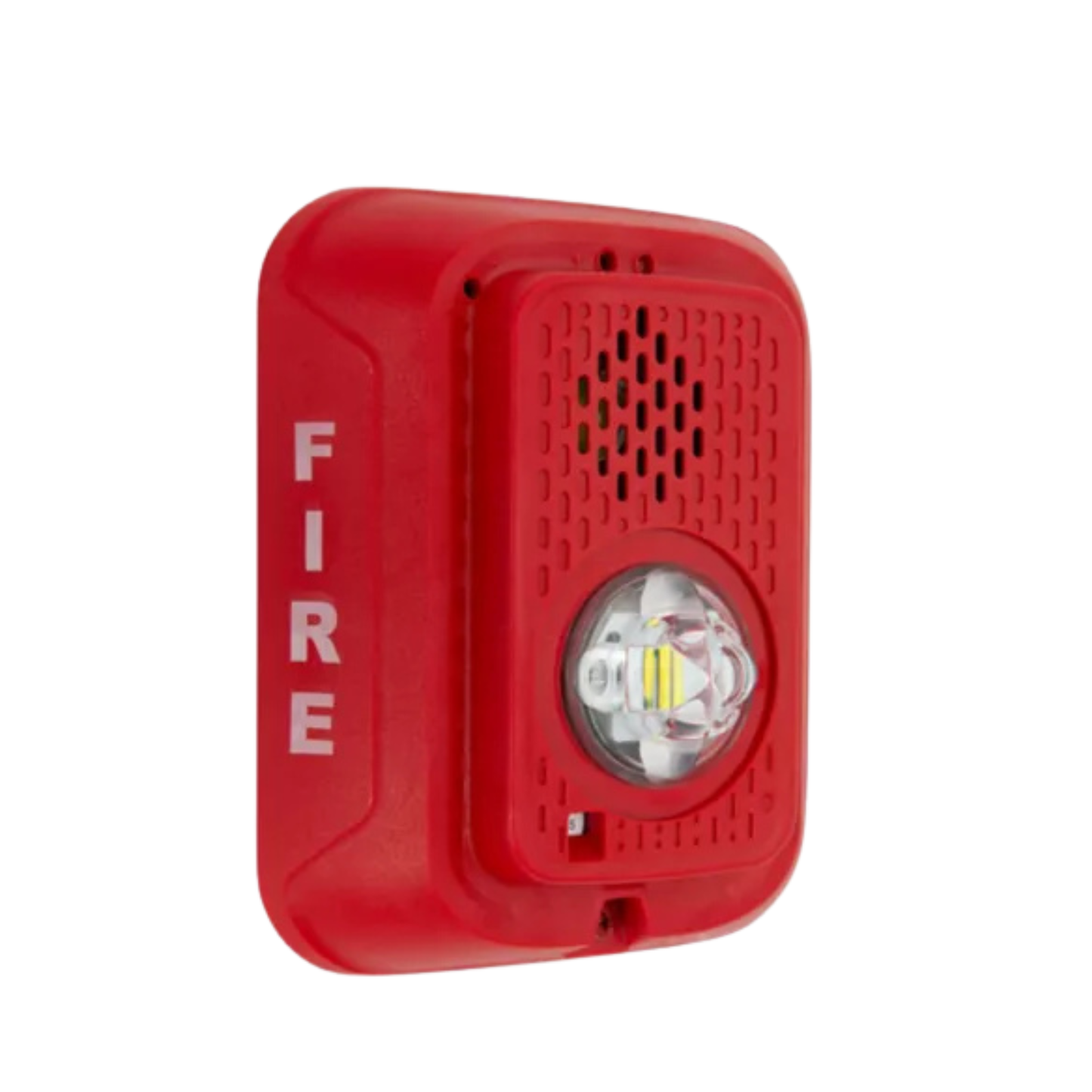 P2RLED L-Series Indoor 2-Wire LED Horn Strobe, Wall-Mount, Marked FIRE, Red
