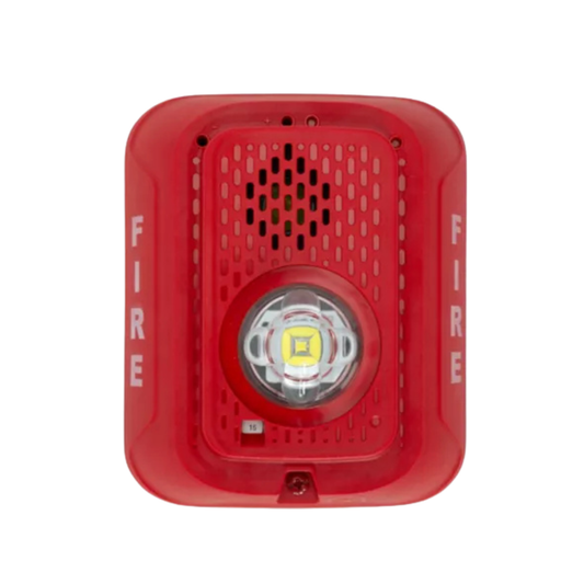 P2RLED L-Series Indoor 2-Wire LED Horn Strobe, Wall-Mount, Marked FIRE, Red