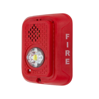 P2RLED L-Series Indoor 2-Wire LED Horn Strobe, Wall-Mount, Marked FIRE, Red